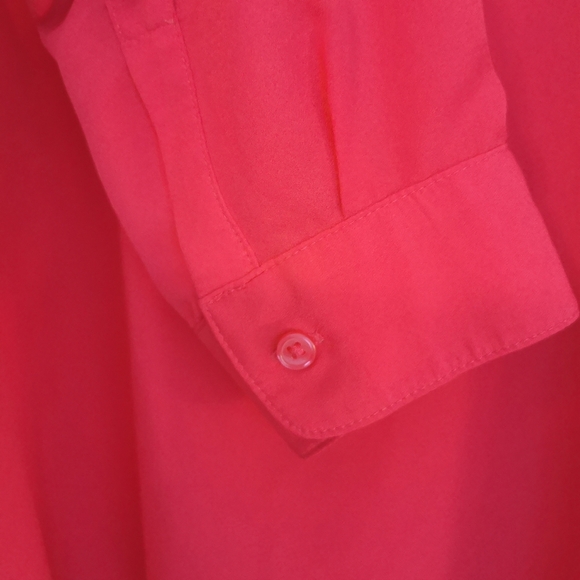 🔴  Old Navy Long Sleeve Collarless Fuchsia Blouse - Sz M - Picture 5 of 5